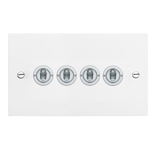 Dolly Switch 4 gang dolly switch 20 amp 2 way Satin White Aluminium