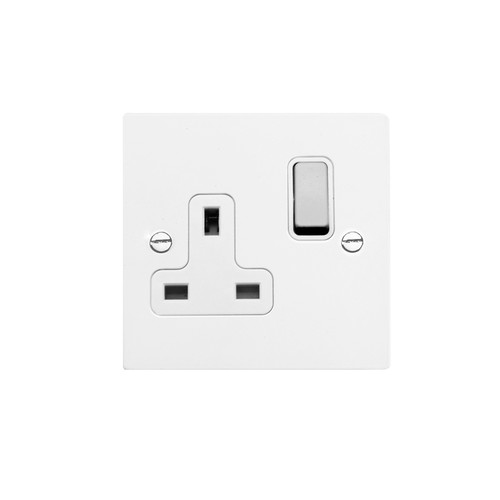 Wall Socket Aluminium Switch 1 gang 13 amp switch socket outlet Satin White Aluminium