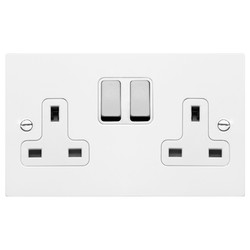 Wall Socket Aluminium Switch 2 gang 13 amp switch socket outlet Satin White Aluminium