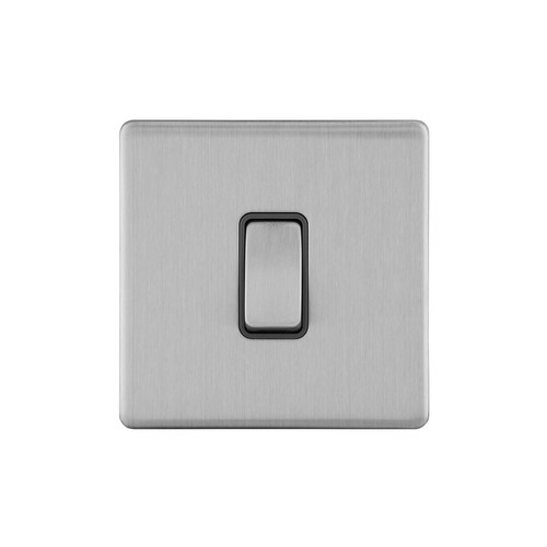 Rocker Switch Screwless 1 gang 10 amp intermediate Brushed Stainless