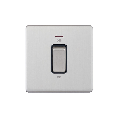 Cooker Switch Screwless 45 amp cooker neon Brushed Stainless