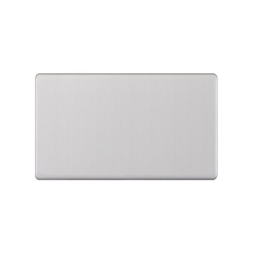 Blank Plate Screwless 2 gang double Brushed Stainless