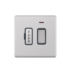 Fuse Spur Screwless 1 gang 13 amp switch fuse neon spur Brushed Stainless