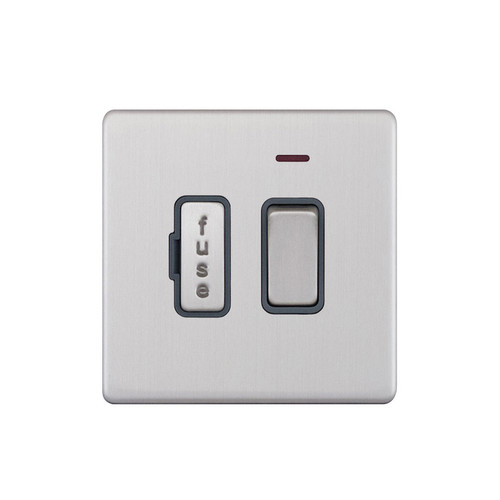 Fuse Spur Screwless 1 gang 13 amp switch fuse neon spur Brushed Stainless