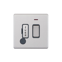 Fuse Spur Screwless 1 gang 13 amp switch fuse neon & Flex Outlet DP Brushed Stainless