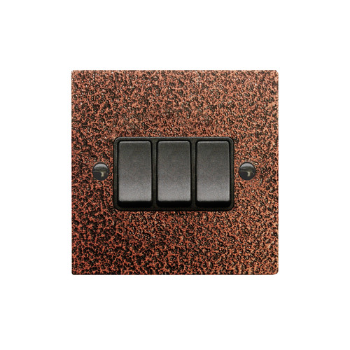 Rocker Switch 3 gang 10 amp 2 way Copper