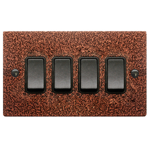Rocker Switch 4 gang 10 amp 2 way Copper