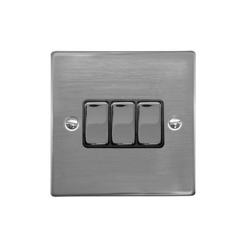 Rocker Switch 3 gang 10 amp 2 way Polished Stainless