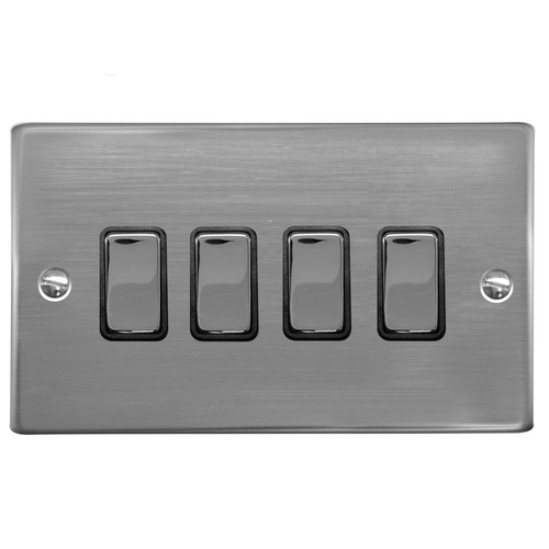 Rocker Switch 4 gang 10 amp 2 way Polished Stainless