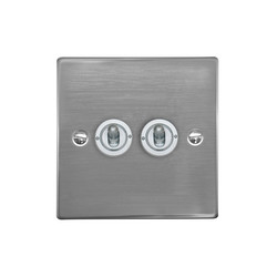 Dolly Switch 2 gang 2 way Polished Stainless