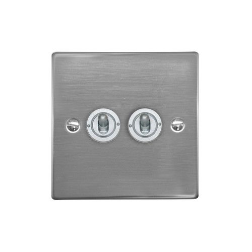 Dolly Switch 2 gang 2 way Polished Stainless