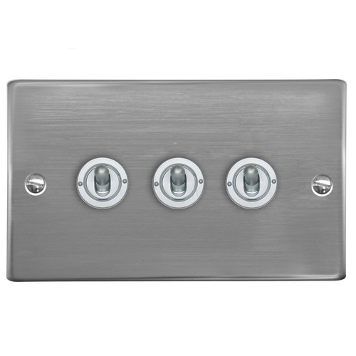 Dolly Switch 3 gang 2 way Polished Stainless