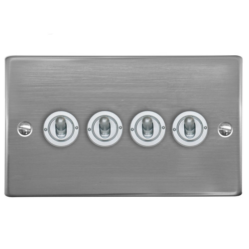 Dolly Switch 4 gang 2 way Polished Stainless