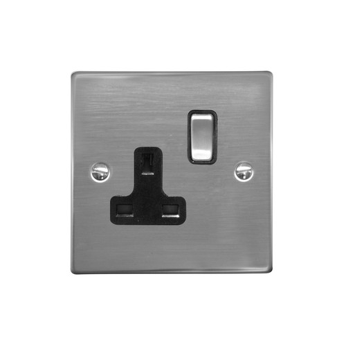 Wall Socket 1 gang 13 amp switch socket outlet Polished Stainless