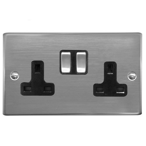 Wall Socket 2 gang 13 amp switch socket outlet Polished Stainless
