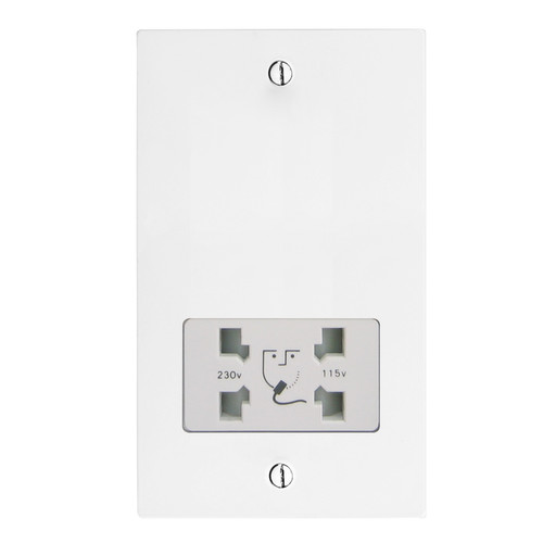 Shaver Point 1 gang shaver socket Satin White Aluminium