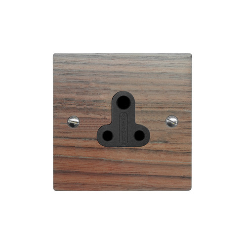 Light Socket 1 gang 5 amp unswitched socket outlet Walnut