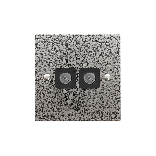 TV Socket 2 gang television co-axial Magnesium