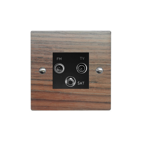 TV Socket 1 gang television, satellite and FM socket Walnut