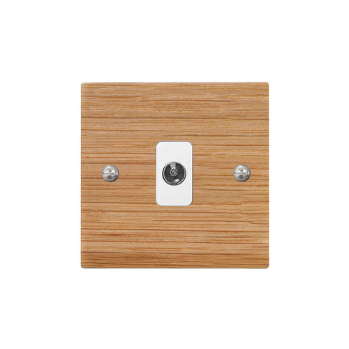 TV Socket 1 gang television co-axial Oak