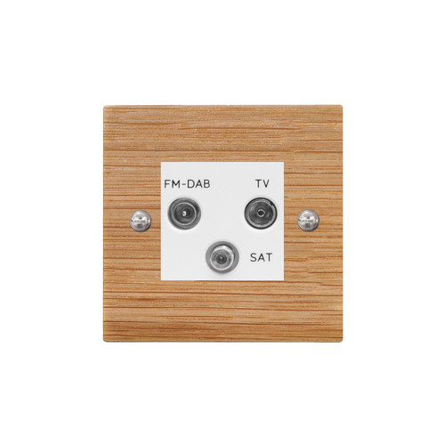TV Socket 1 gang television, satellite and FM socket Oak