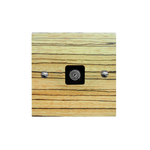 TV Socket 1 gang television co-axial Zebrano