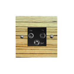 TV Socket 1 gang television, satellite and FM socket Zebrano