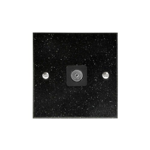 TV Socket 1 gang television co-axial Black