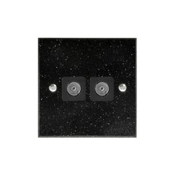 TV Socket 2 gang television co-axial Black