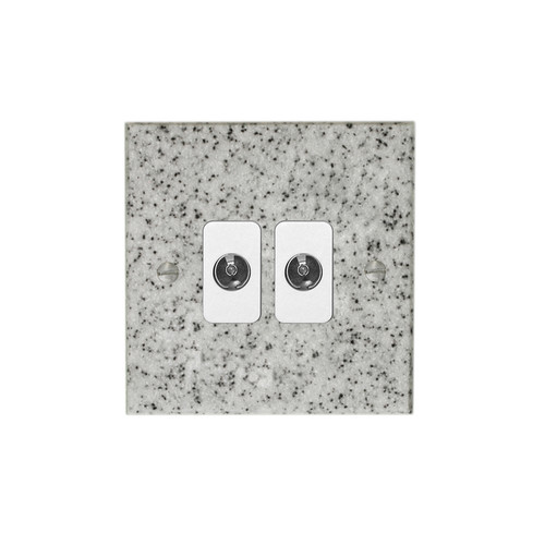 TV Socket 2 gang television co-axial Grey
