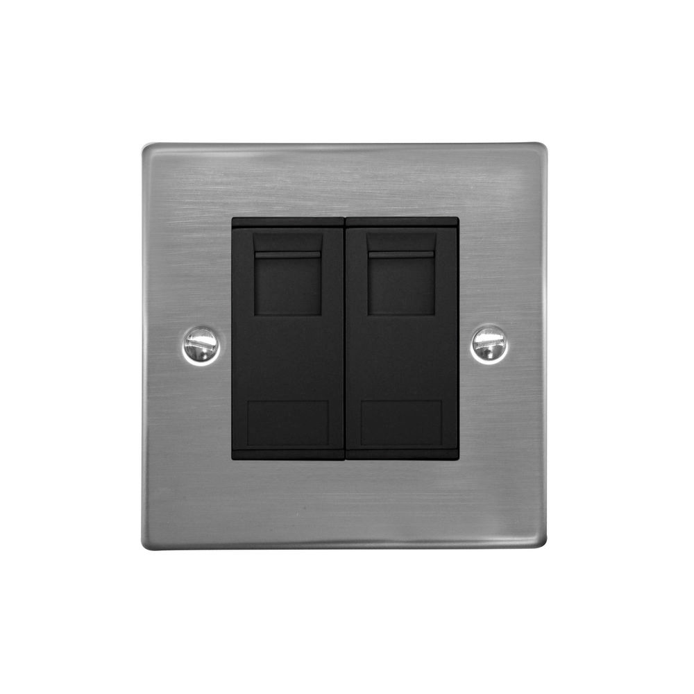 Communications Socket 2 gang RJ45 cat 6 socket Polished Stainless | Mr ...