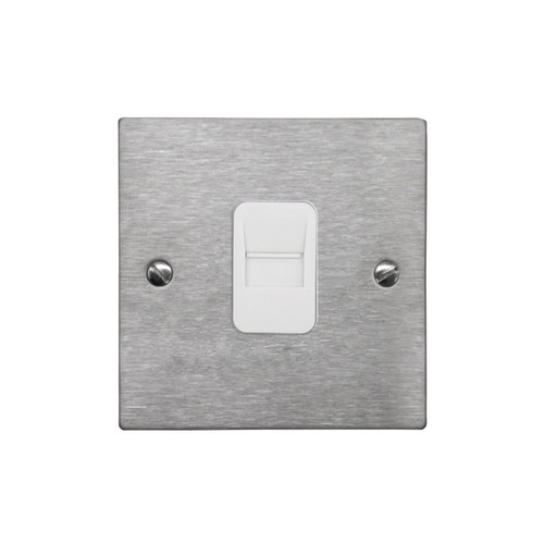 Communications Socket 1 gang telephone jackline slave Satin Stainless