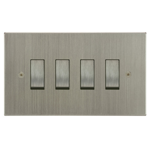 Horizon Square Rocker Switch 4 gang 20 amp 2 way Satin Nickel