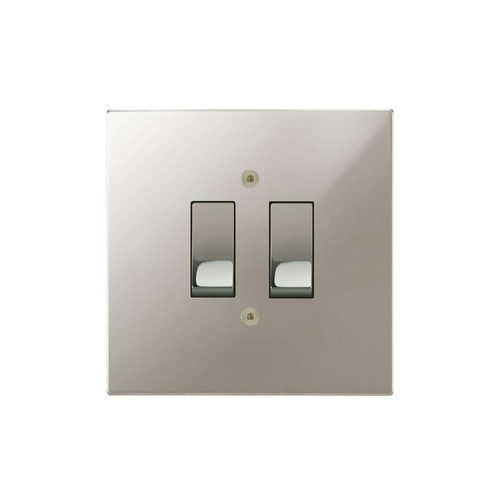 Horizon Square Rocker Switch 2 gang 20 amp 2 way Polished Nickel