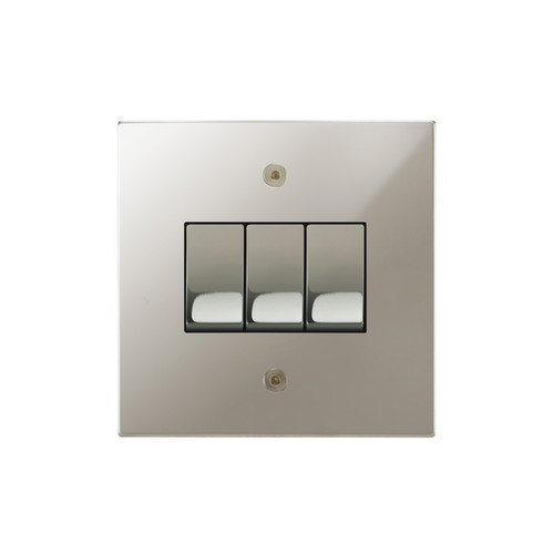 Horizon Square Rocker Switch 3 gang 20 amp 2 way Polished Nickel