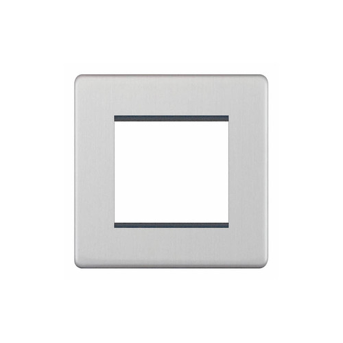 Euro Plate Screwless 2 Gang Euro Plate Brushed Stainless