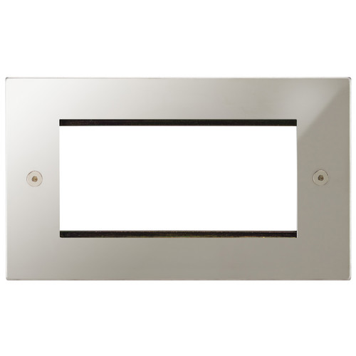 Horizon Square Euro Plate 4 Gang Euro Plate Polished Nickel