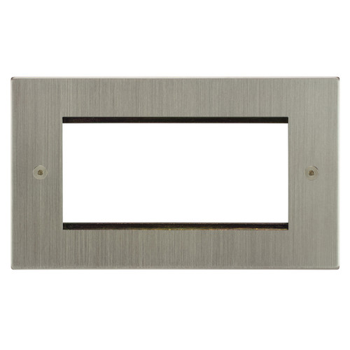 Horizon Square Euro Plate 4 Gang Euro Plate Satin Nickel