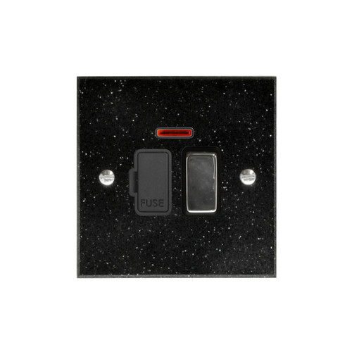 Fuse Spur 1 gang 13 amp switch fuse neon cord spur Black
