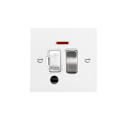 Fuse Spur Aluminium Switch 1 gang 13 amp switch fuse neon cord spur Satin White Aluminium