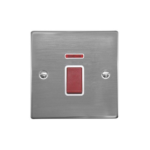 Cooker Switch 1 gang plate 45 amp cooker neon Polished Stainless