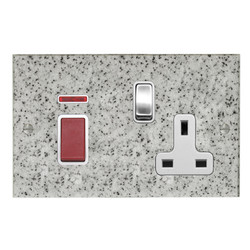 Cooker Switch 2 gang plate 45 amp cooker switch socket outlet Grey