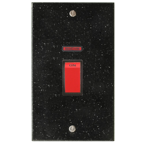 Cooker Switch 1 gang plate 45 amp cooker neon Black