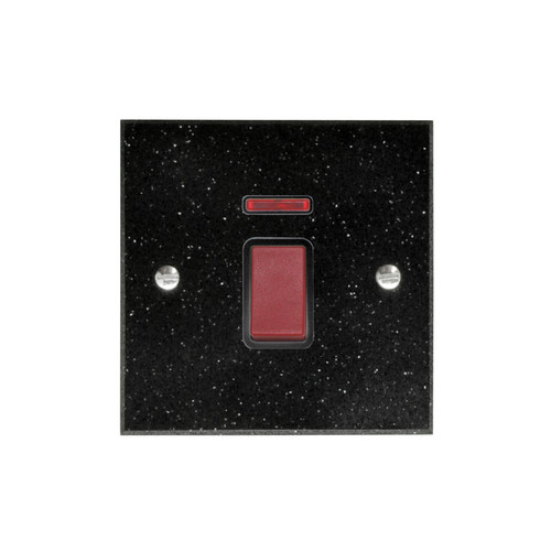 Cooker Switch 1 gang plate 45 amp cooker neon Black