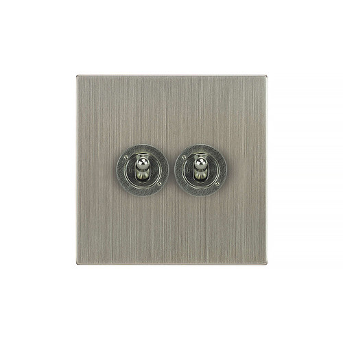 Horizon Square Dolly Switch 2 gang 20 amp 2 way Satin Nickel