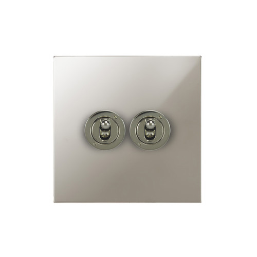 Horizon Square Dolly Switch 2 gang 20 amp 2 way Polished Nickel