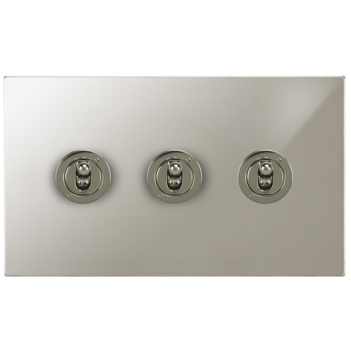 Horizon Square Dolly Switch 3 gang 20 amp 2 way Polished Nickel