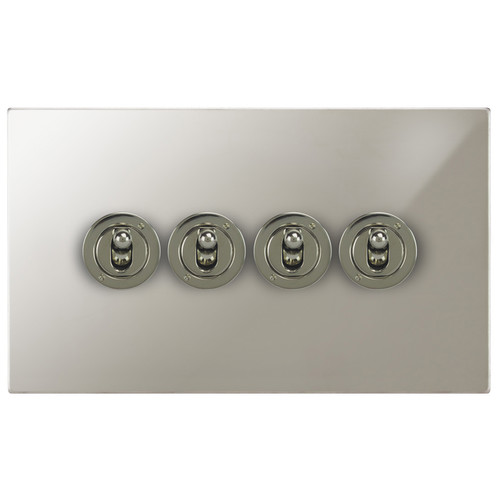 Horizon Square Dolly Switch 4 gang 20 amp 2 way Polished Nickel