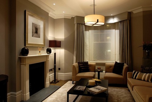 Downlights and pendant in living room