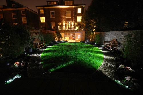 Spike lighting on lawn